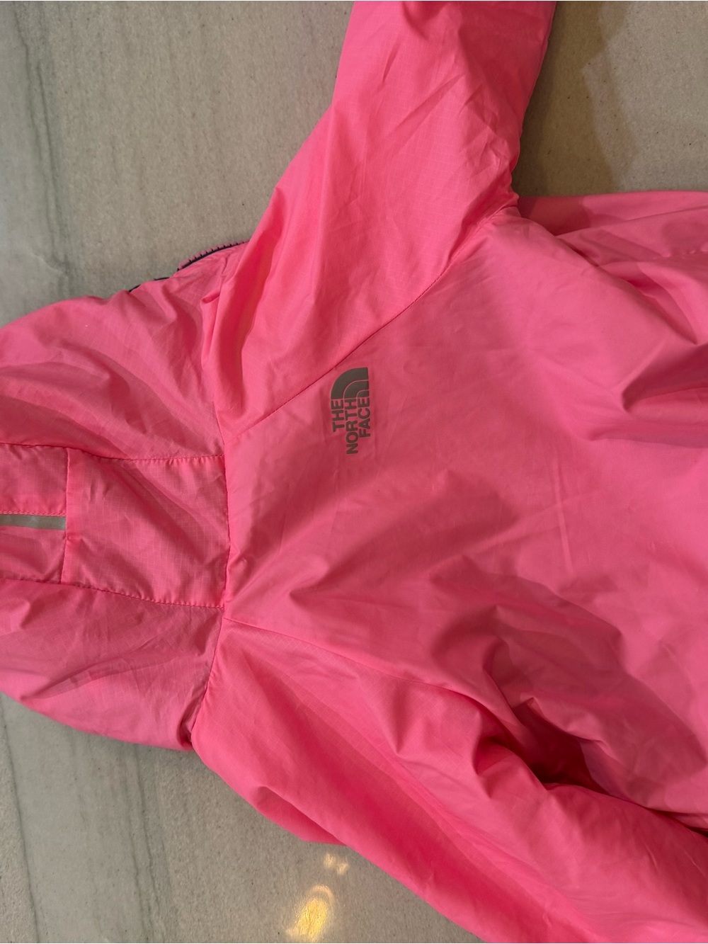 The North Face Infant Girls Bright Pink Reversible Hooded Fleece Jacket